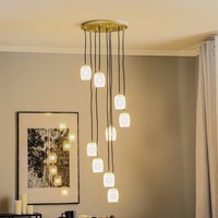 Lucande Pendelleuchte 'Taylan' (Design, Modern) In Weiß Aus Metall (9 Flammig, G