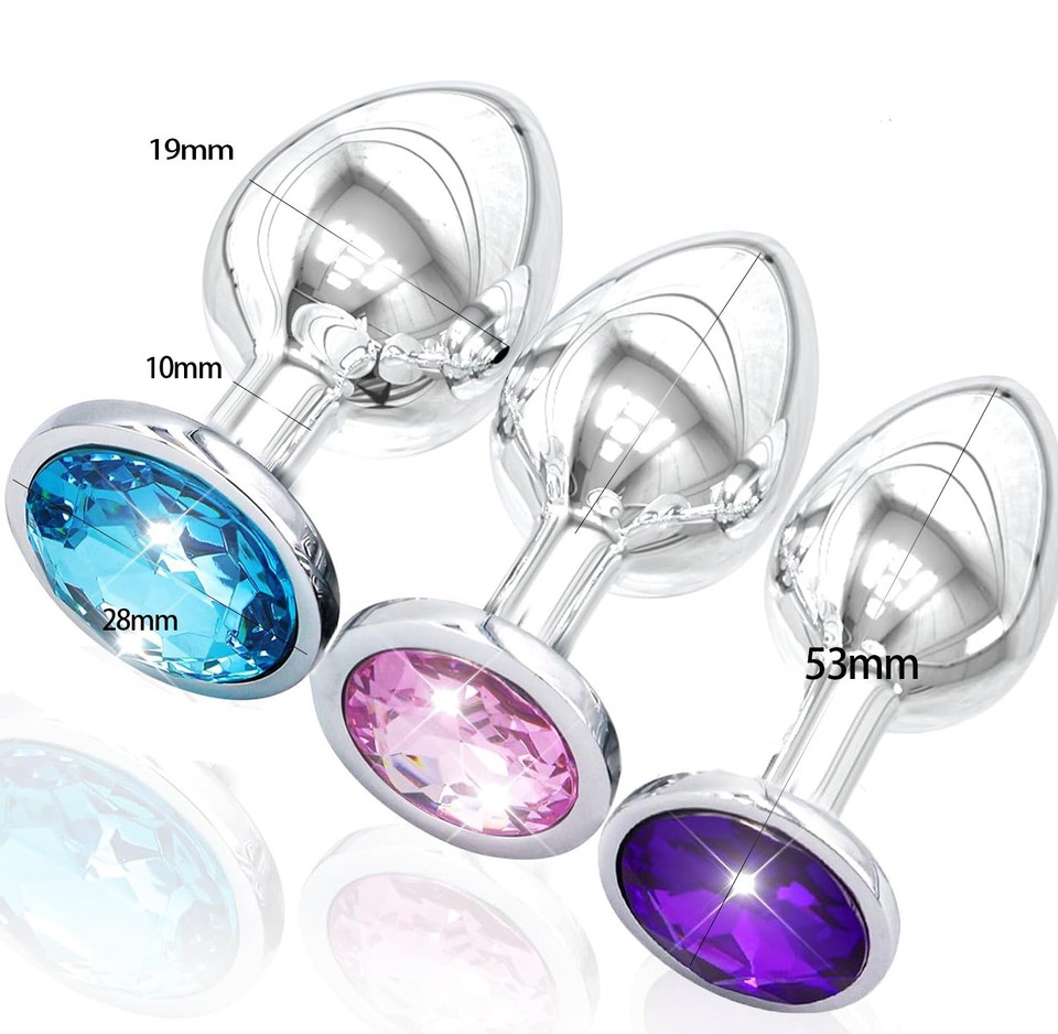 3pcs Butt Plug Men Anal Sex Toy Silicone Jewelled Circle Anal Training ...