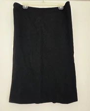 VTG LANVIN Skirt F/W 2007 Alber Elbaz Black Wool Pencil Fluted Hem Knee Length