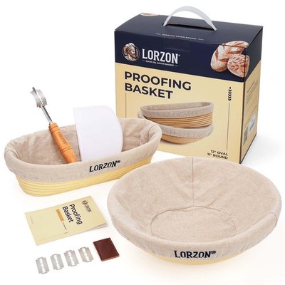Lorzon Banneton Bread Proofing Baskets Set of 11'' Round & 12'' Oval, Standard