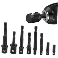 8 Pack Impact Socket Adapter Kit, 1/4" 3/8" 1/2" Drive Hex Shank Extension Bit 