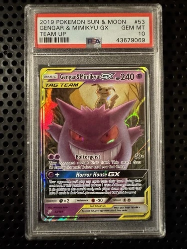 Pokémon Gengar & Mimikyu GX 53/181 Team Up Ultra Rare Holo PSA 10
