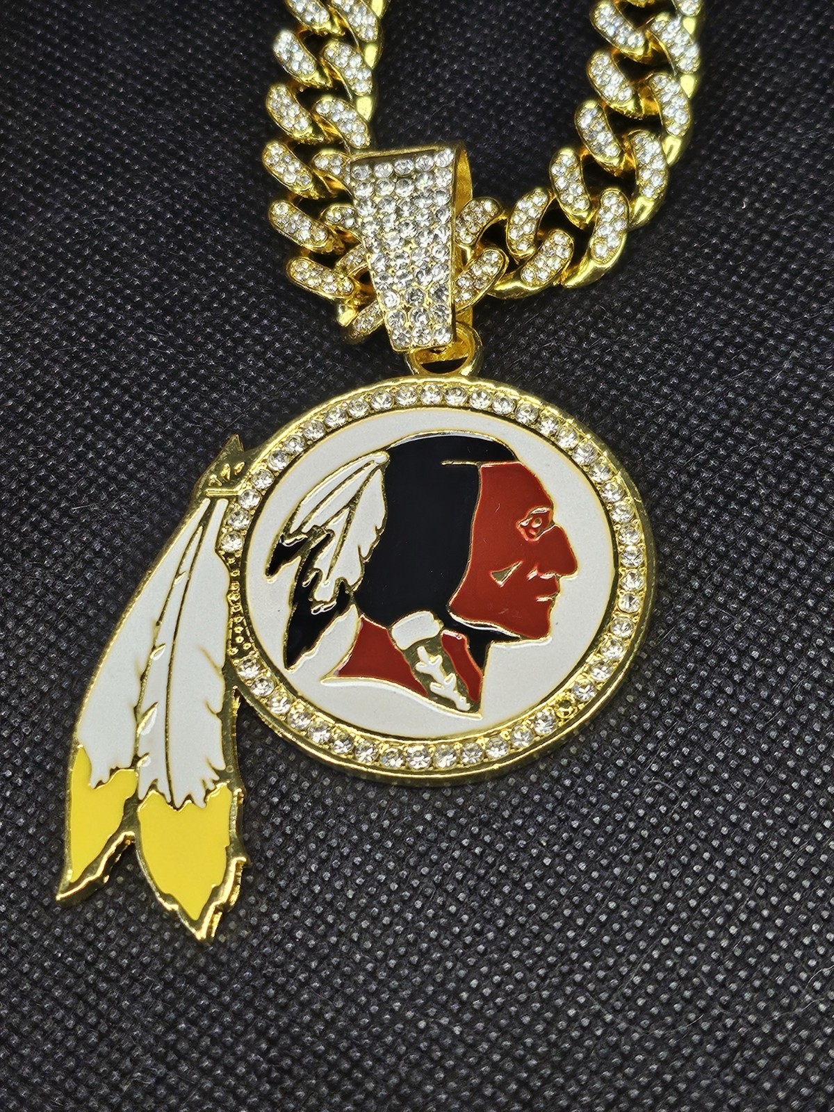 Washington Redskins Commanders Throwback Chain Iced Out Crystal 24 ...