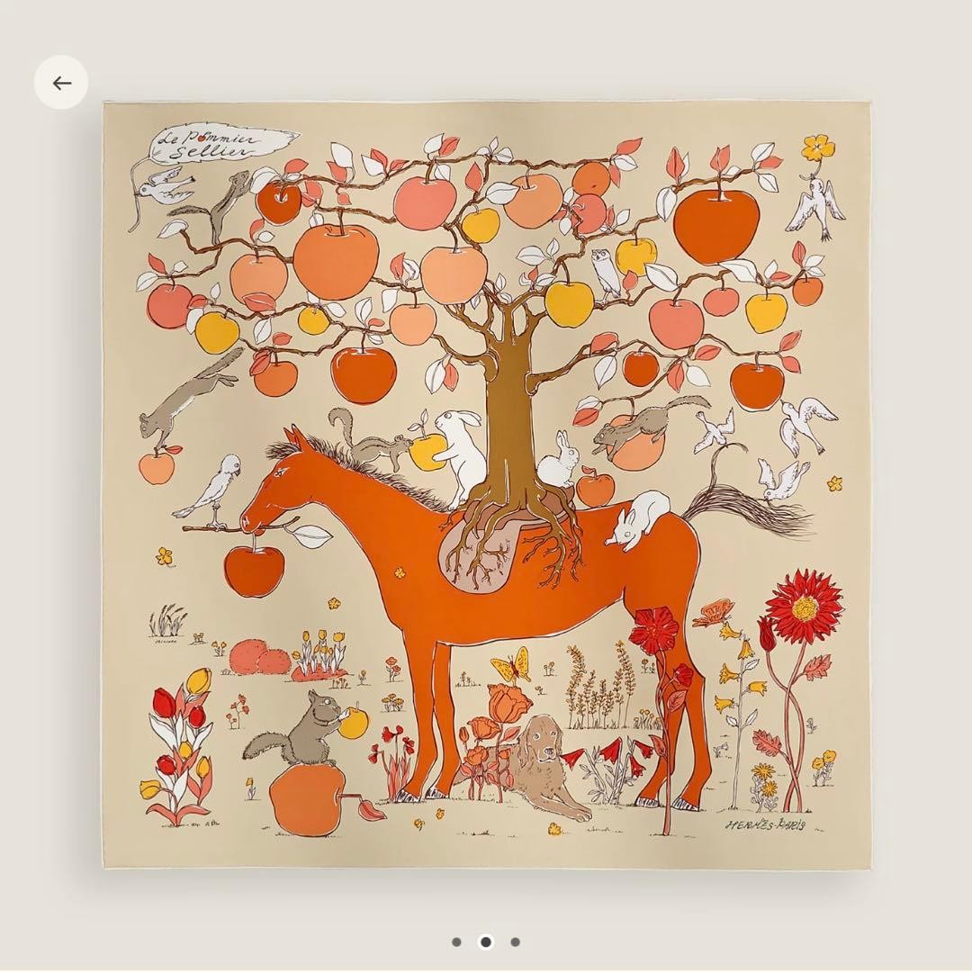 HERMES Le Pommier Sellier スカーフ Authentic Hermes Carre 90 Le Pommier Sellier Silk Scarf 34.8 in