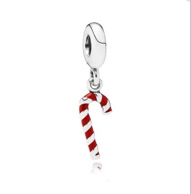 PANDORA Sterling Silver Enamel Candy Cane Dangle Charm - #791193EN