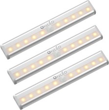 3 Pack OxyLED Motion Sensor Closet /Cabinet Light Warm Light,Battery Operated