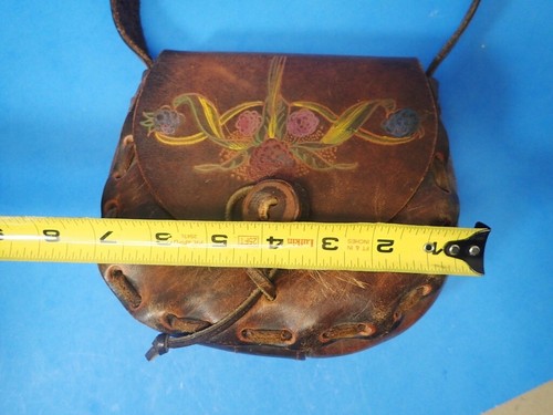 Vtg 1970s Boho Artisan Stitched Handcrafted Genuine Leather Crossbody Purse Bag - Picture 18 of 18