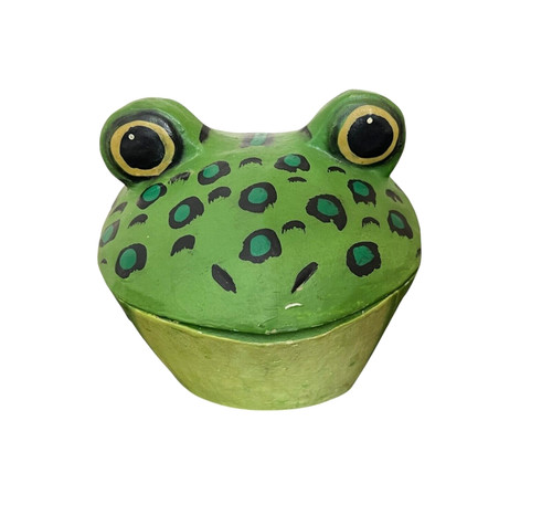 Wooden Frog Trinket Box Hinged Jewelry Box Green/Black