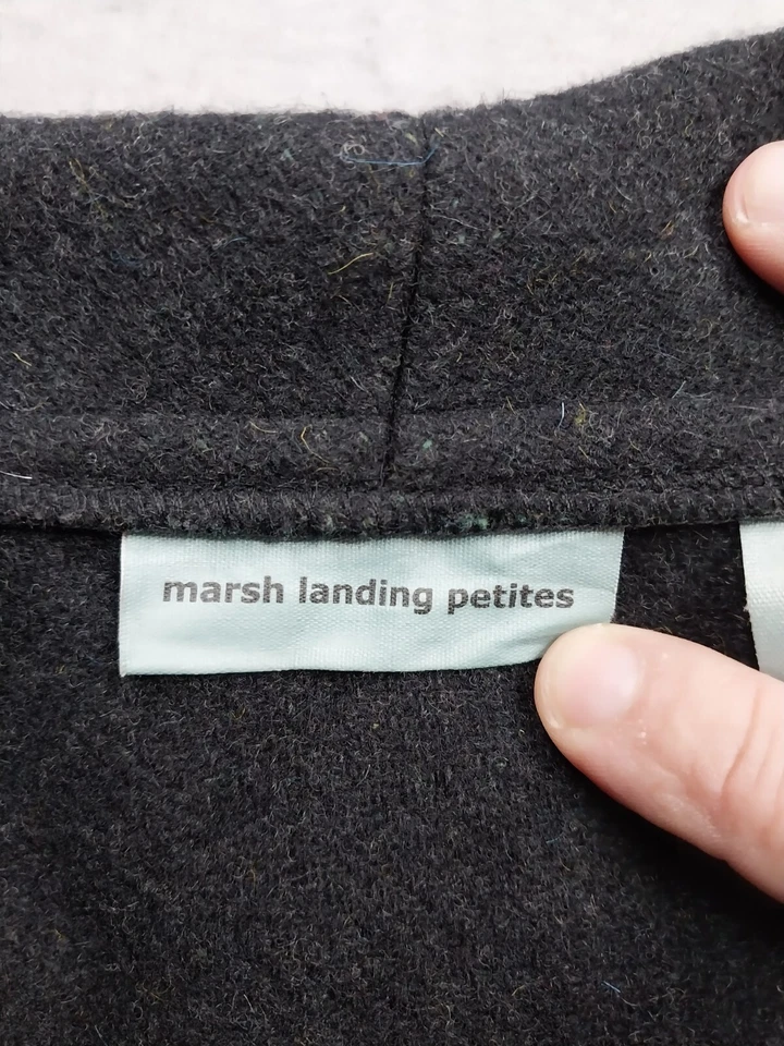 Marsh Landing Wool Jacket Women Size PS Toggle Shawl Collar Green Black - Image 3 of 4