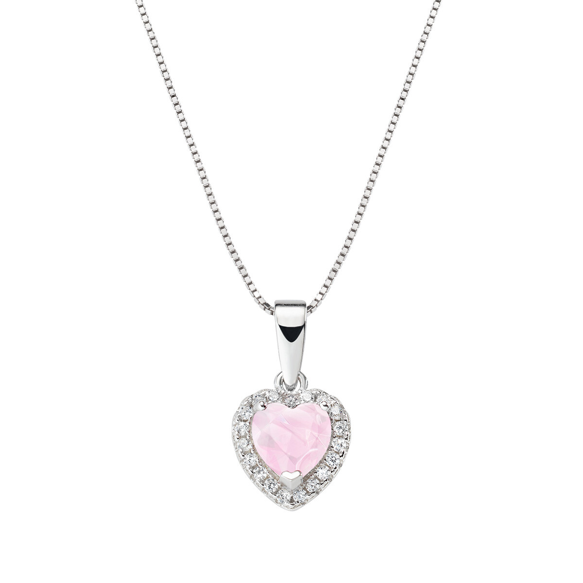 AMEN Womens Necklace CLTICBRO 925% Silver Heart Pink