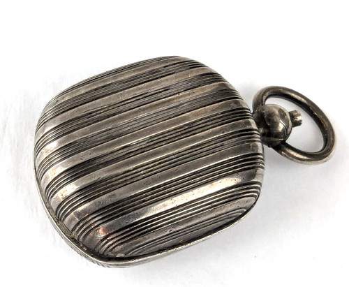 Antique German Silver Coin Holder Push Button Case Chatelaine Pendant Fob
