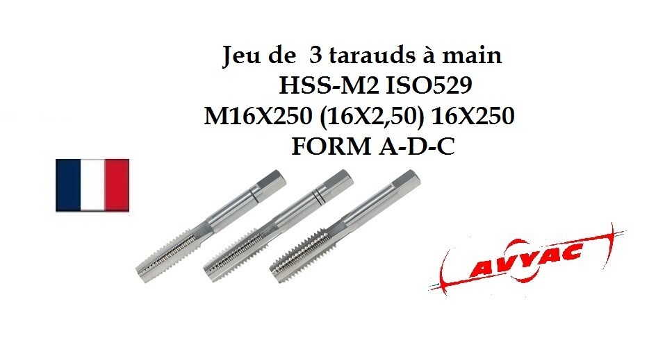 Tarauds de rechange M16X250 HSS-M2 ISO529 pour éviter la casse lors du taraudage