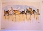 Unused Vintage Prang Cat Postcard Victorian Art Cats on a Fence Funny — photo 2