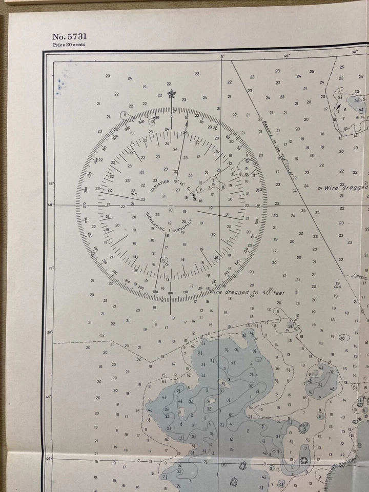 Vintage Hydrographic Chart Samoa Group Upolu Mulifanua Anchorage 1943 WW2 - Image 4 of 4