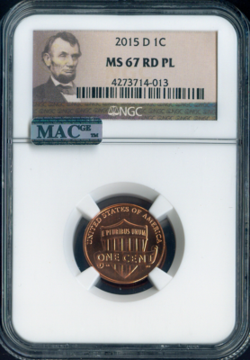 Lincoln penny 2015 D [ MS-67 ]