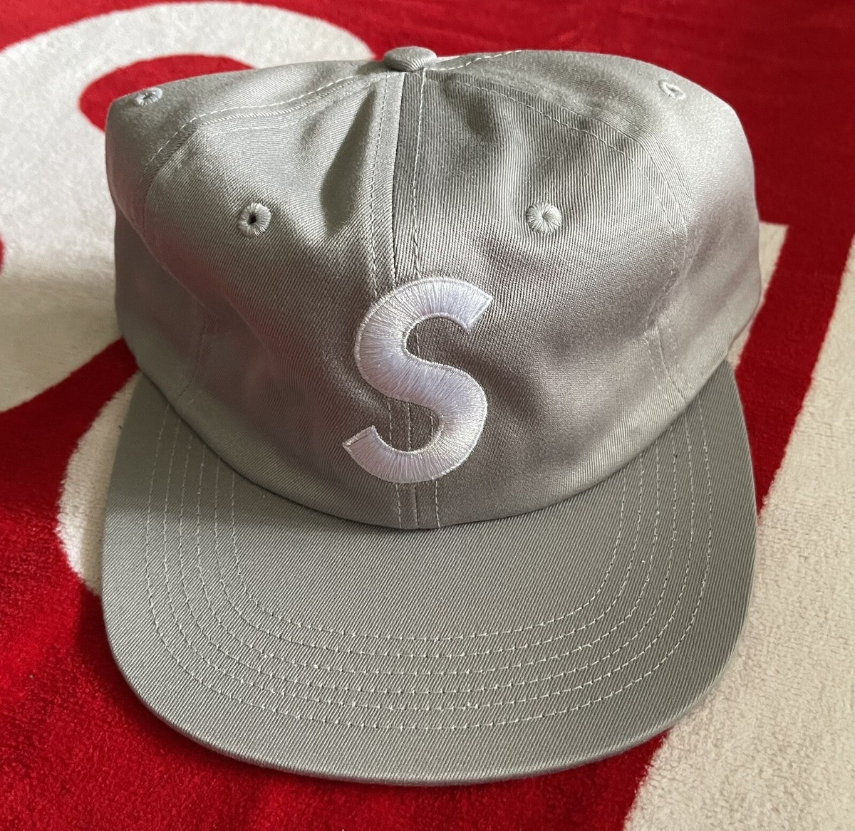 Supreme S Logo 6 Panel SS15 OG Cap Hat Grey Brand New RARE Supreme S Logo 6 Panel SS15 OG Cap Hat Grey Brand New RARE