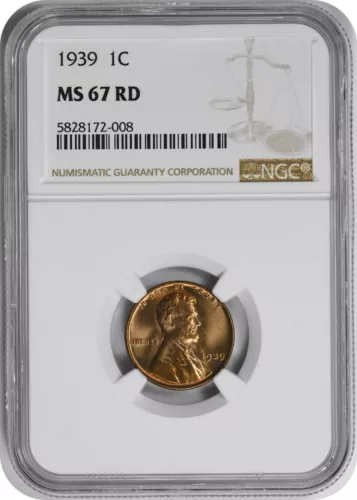 1939-P Lincoln Cent MS67RD NGC