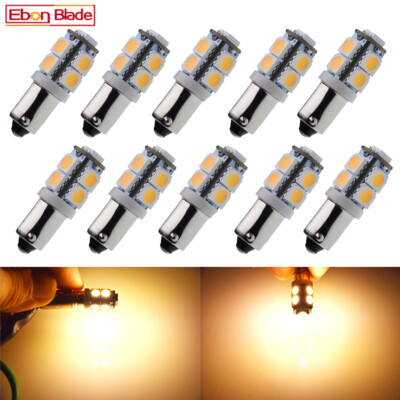 10X BA9S LED Car Bulb 9SMD 5050 Warm White License Plate Lights Reading Lamp 12V