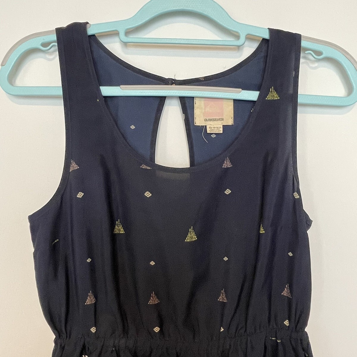 Quiksilver Indian Summer Tank Dress XS Navy Tribal Lightweight Pockets View 3