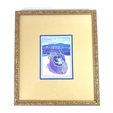 Tom Burnett Signed Screen Print Serigraph Paua Abalone Shells Basket New Zealand