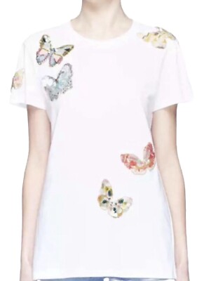 VALENTINO Garavani White Cotton Butterfly Embroidered T VALENTINO Garavani White Cotton Butterfly Embroidered T