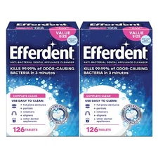 Efferdent Complete Clean 252 Count Antibacterial Retainer Denture Cleaner Tab...