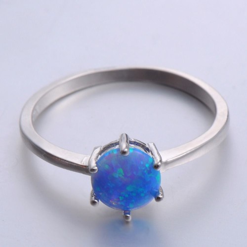 Simple Blue Stone Rings - Classic Silver Color Ring Luxury Crystal Women Jewelry - Picture 6 of 13