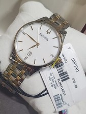 Bulova Women's Watch 98P201 Quartz Diamond Mother of Pearl White Dial 450