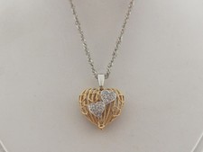 Genuine Diamonds HEART 14k Pendant Solid 10k White Gold Necklace 18"