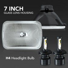 For 1987-2005 Jeep Wrangler 7 Square Sealed Beam Glass Headlights H4 Bulb H6054