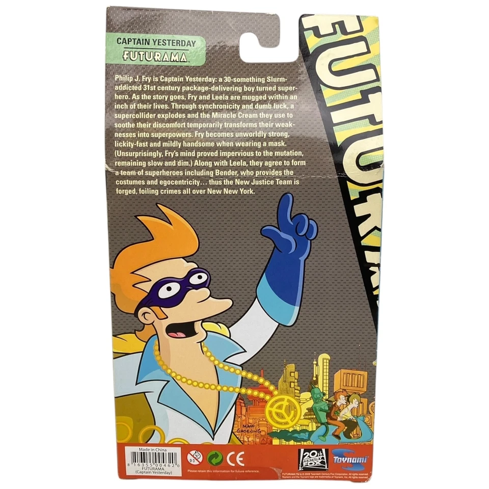 Figura de acción Futurama Captain Yesterday con caja Santa Robot BAF Toynami 2008 Foto 4 de 4