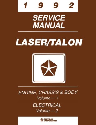 1992 Eagle Talon Plymouth Laser Shop Service Repair Manual Engine Drivetrain OEM