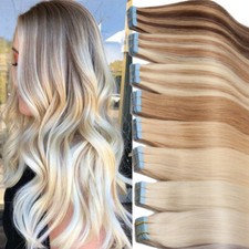 Balayage Thick Glue Tape In Human Hair Extensions Full Head Skin Weft Long 20pcs