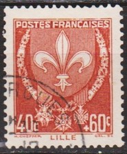 Old Stamp/Ancien FRANCE timbre ARMOIRIES BLASON de LILLE N°527  Oblitéré De 1941