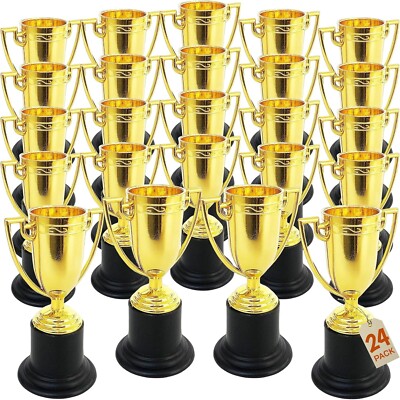 Plastic Golden Cup Trophy for Kids - 24 Pack - 4 Inch
