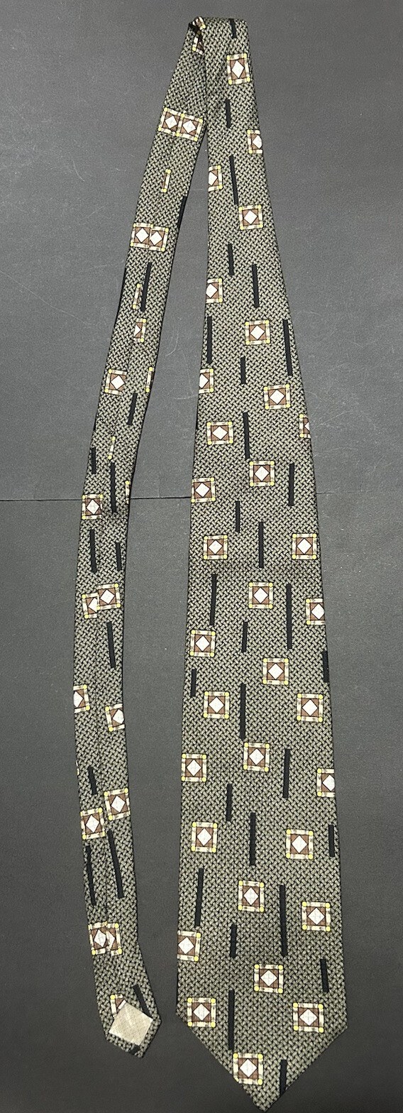 Pierre Balmain Couture Neck Tie Men’s Green Geometric Design 100% Silk