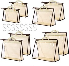 8 Pack Handbag Dust Bags Clear Purse Storage Organizer For Closet Hanging Zipper