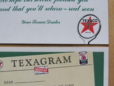 Texaco Motor Oil Dealer Auto Service Advertising Set of 2 Vintage Postcard