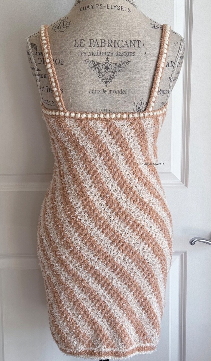 CHANEL 23P ORANGE WHITE SHIMMER KNIT SLEEVELESS KNIIT MINI