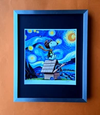 AIDAN FLUX | Hand Signed Authentic Print Framed SNOOPY IS  THE PILOT COA