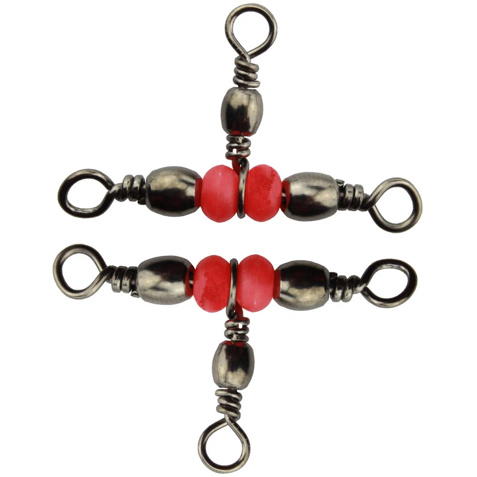 3 Way Fishing Rolling Brass Barrel Triple Tackle T Swivel 40lb Lure Connector - Image 4 of 4