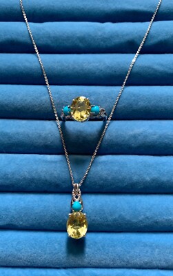 Ouro Verde Quartz, Sleeping Beauty Turquoise Ring, Pendant