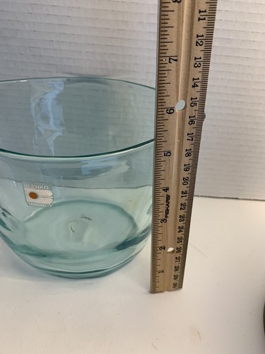 Vintage BLENKO Sea Foam Art Glass Bowl Ice Bucket 1982-1999 Pontil Sticker - Picture 3 of 11