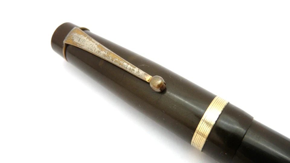 CANETA TINTEIRO VINTAGE WYVERN BIG BEN EM AÇO BORRACHA DURA PRETA MÉDIA NOVA NA CAIXA - Imagem 3 de 4