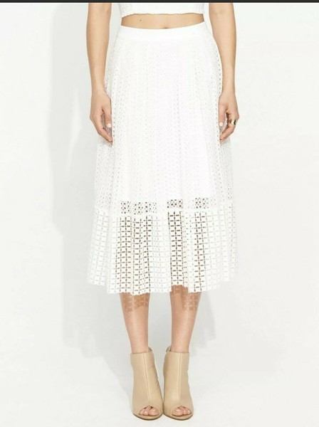 Portmans Ivory Lace Lined A-line Women's Midi Skirt Size 8