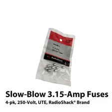 4-pk Slow-Blow 3.15-Amp 250-Volt Fuses, RadioShack® Brand 270-1065