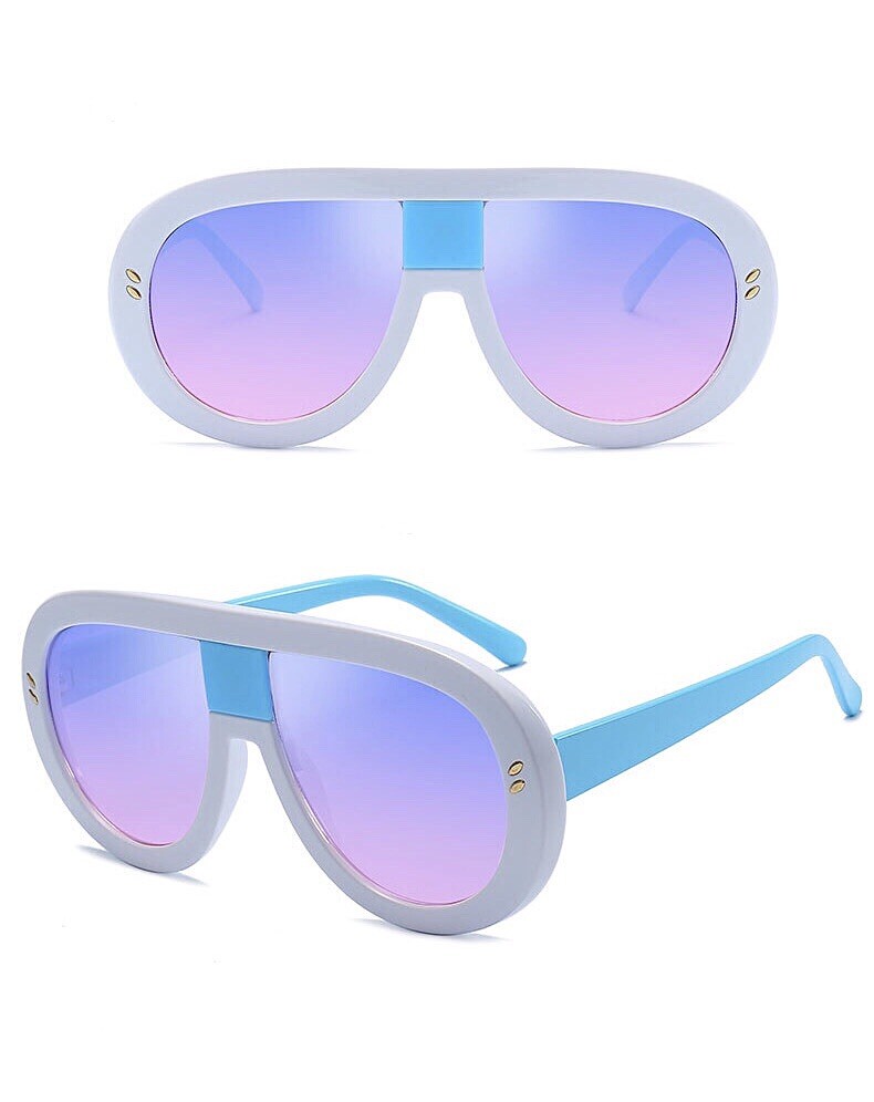 White Aviator Sunglasses-image
