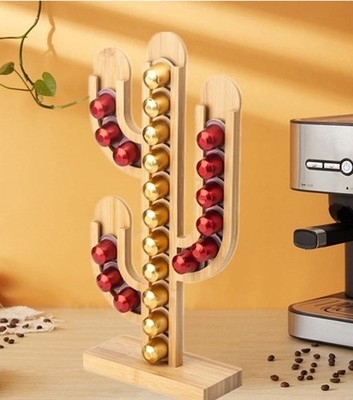 Bambus und Holz Kaktus Aufbewahrung Regal Büro Nespresso Pod Halter Kaffeekapsel