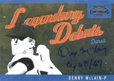 Denny McLain signed baseball card 2011 Panini Playoff Contenders Debuts #9