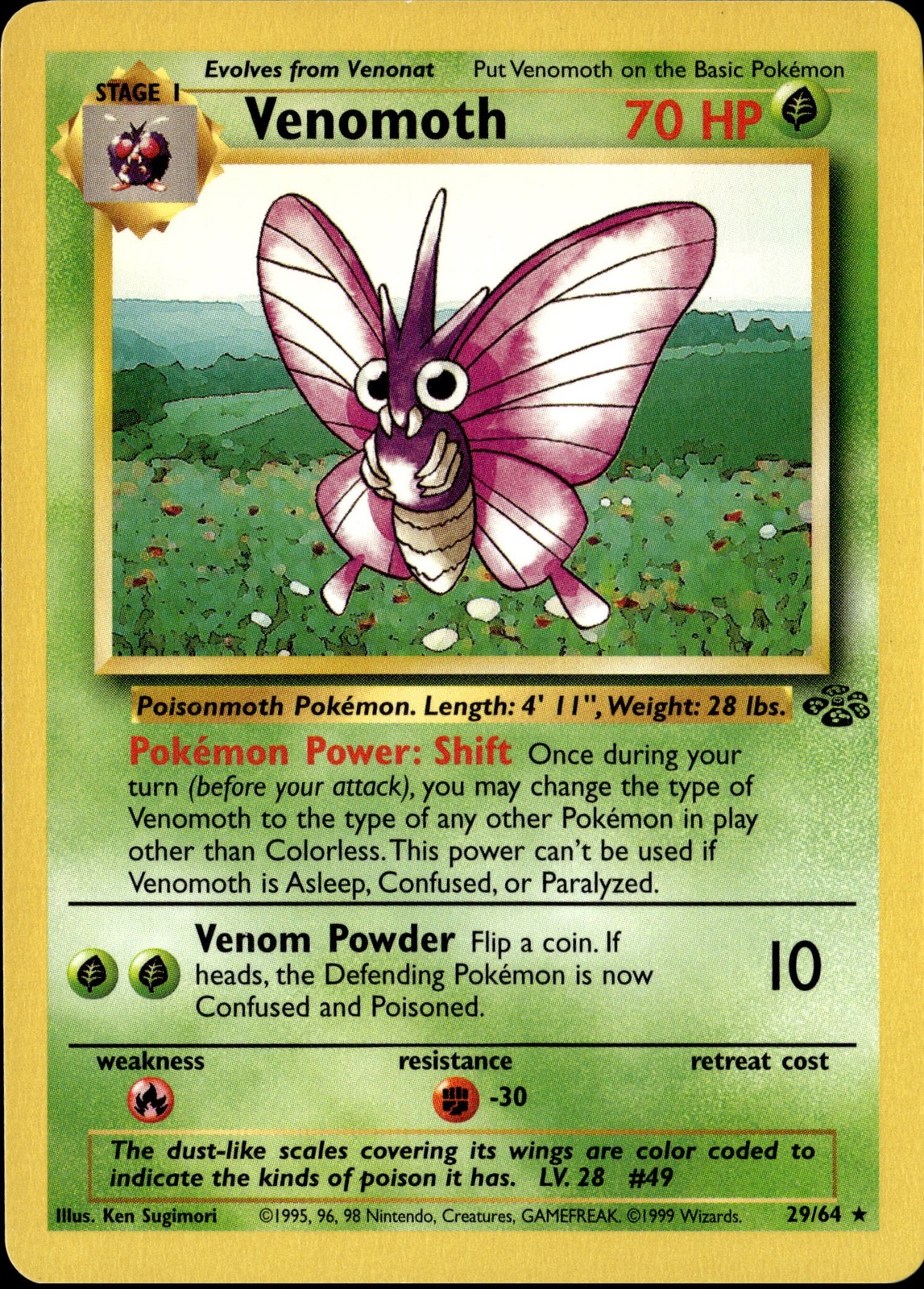 Venomoth 29/64 Jungle Holo Rare Near Mint Pokemon TCG